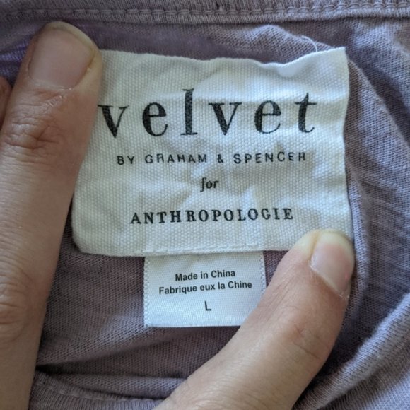 VELVET BY GRAHAM & SPENCER / LAVENDER SLUB KNIT PEPLUM TOP / LARGE - Picture 7 of 10